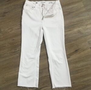 J.Crew White Distressed Demi-Boot Crop Jeans with Raw Hem Size 30